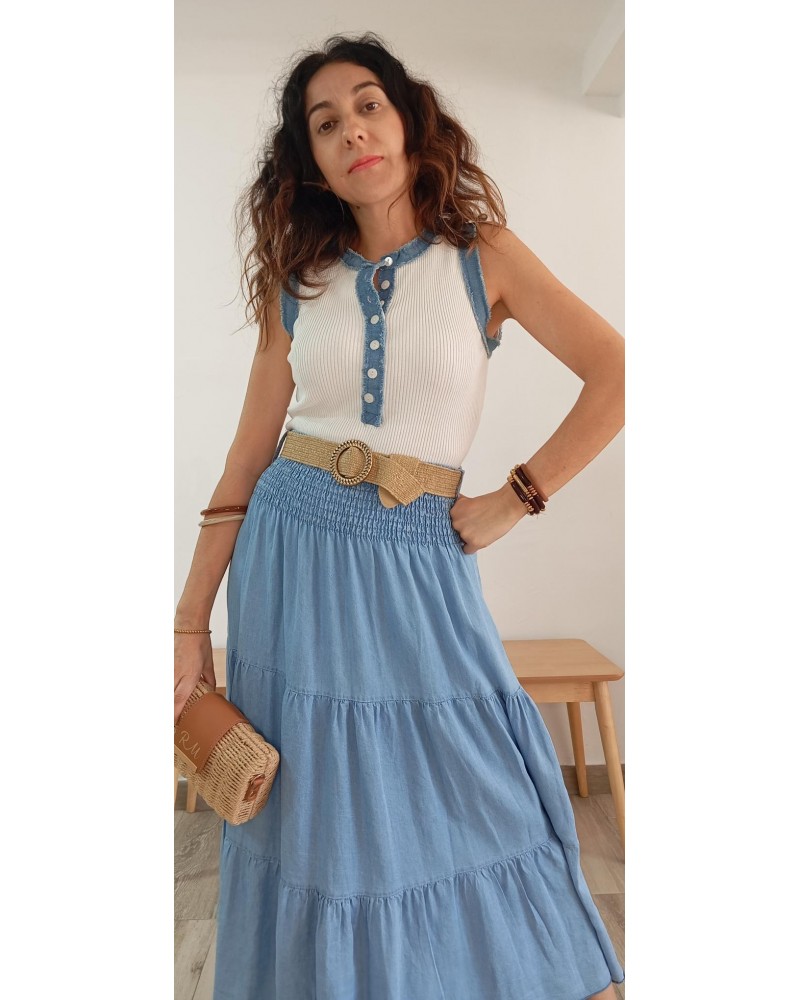 Top perfilado denim