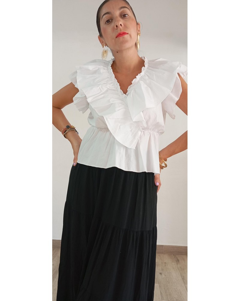 Top volantes blanco
