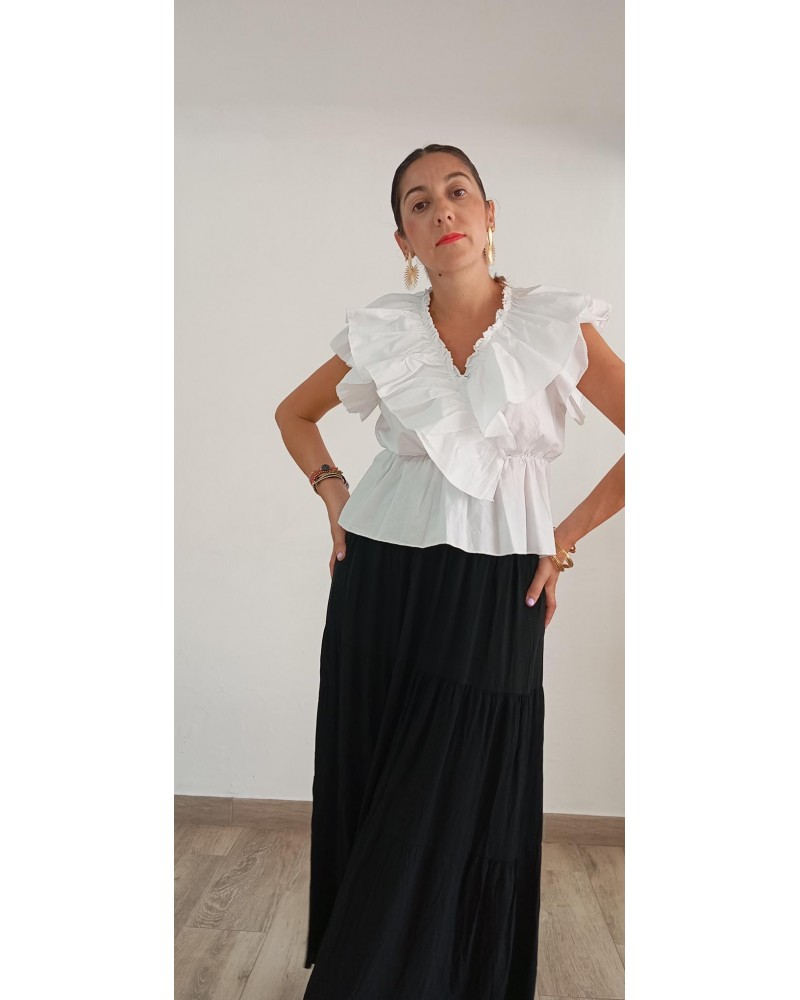 Top volantes blanco
