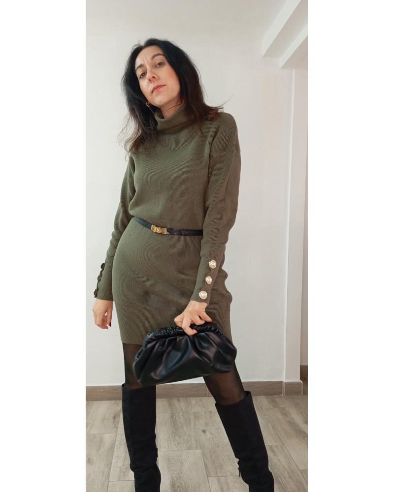 Vestido punto botón